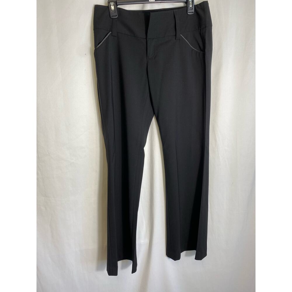 Alice & Olivia Black Wide Leg Faux Leather Pocket Dress Pants Sz 8